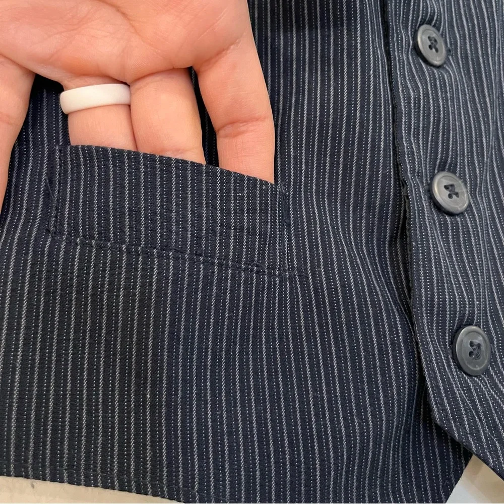 Kids Navy Blue Pinstripe Toddler Boy Suit Vest Size 2T